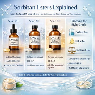 Esboniad Esters Sorbitaidd: Rhychwant 20, Rhychwant 60, Rhychwant 80 a Sut i Ddewis y Radd Cywir ...