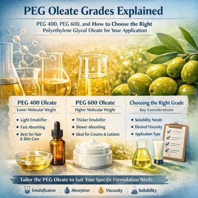 Esboniad o raddau PEG Oleate: PEG 400, PEG 600, a Sut i Ddewis yr Oleate Polyethylen Glycol Cywir...